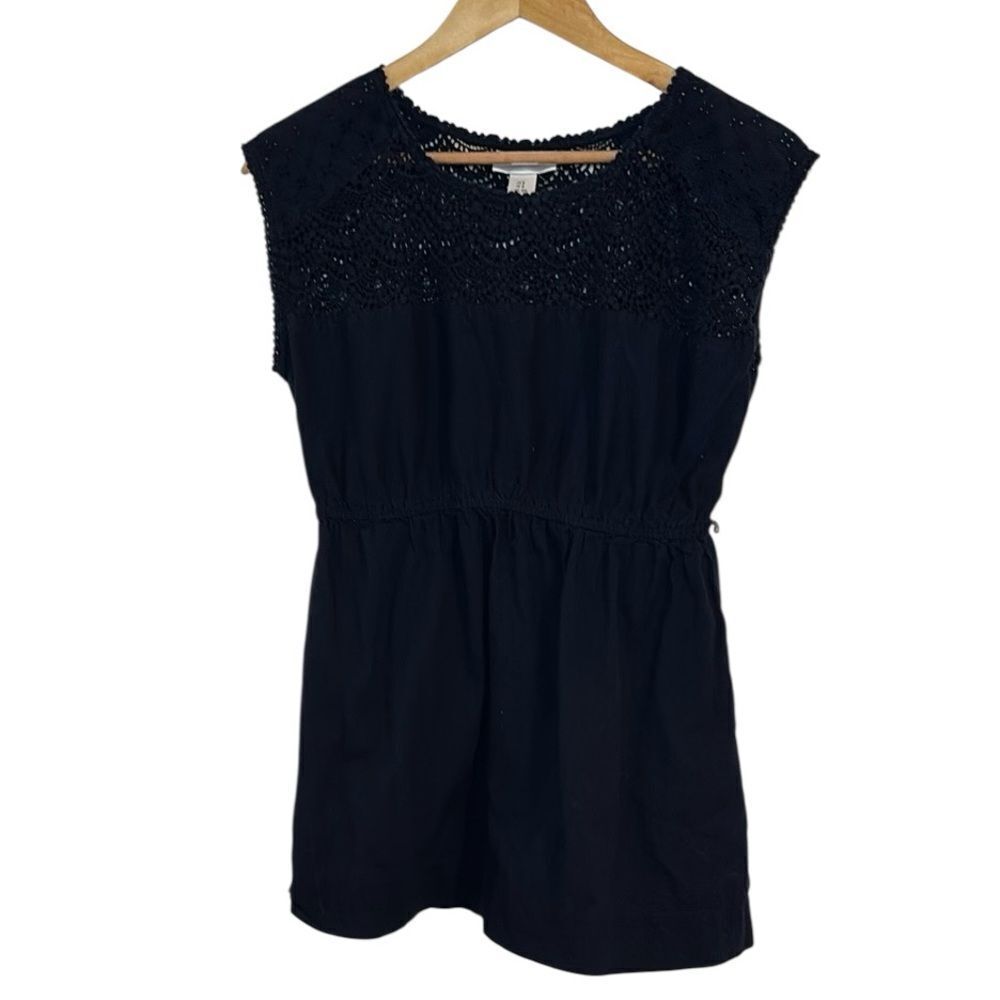 Motherhood Cotton Lace, Navy Maternity Top, Small